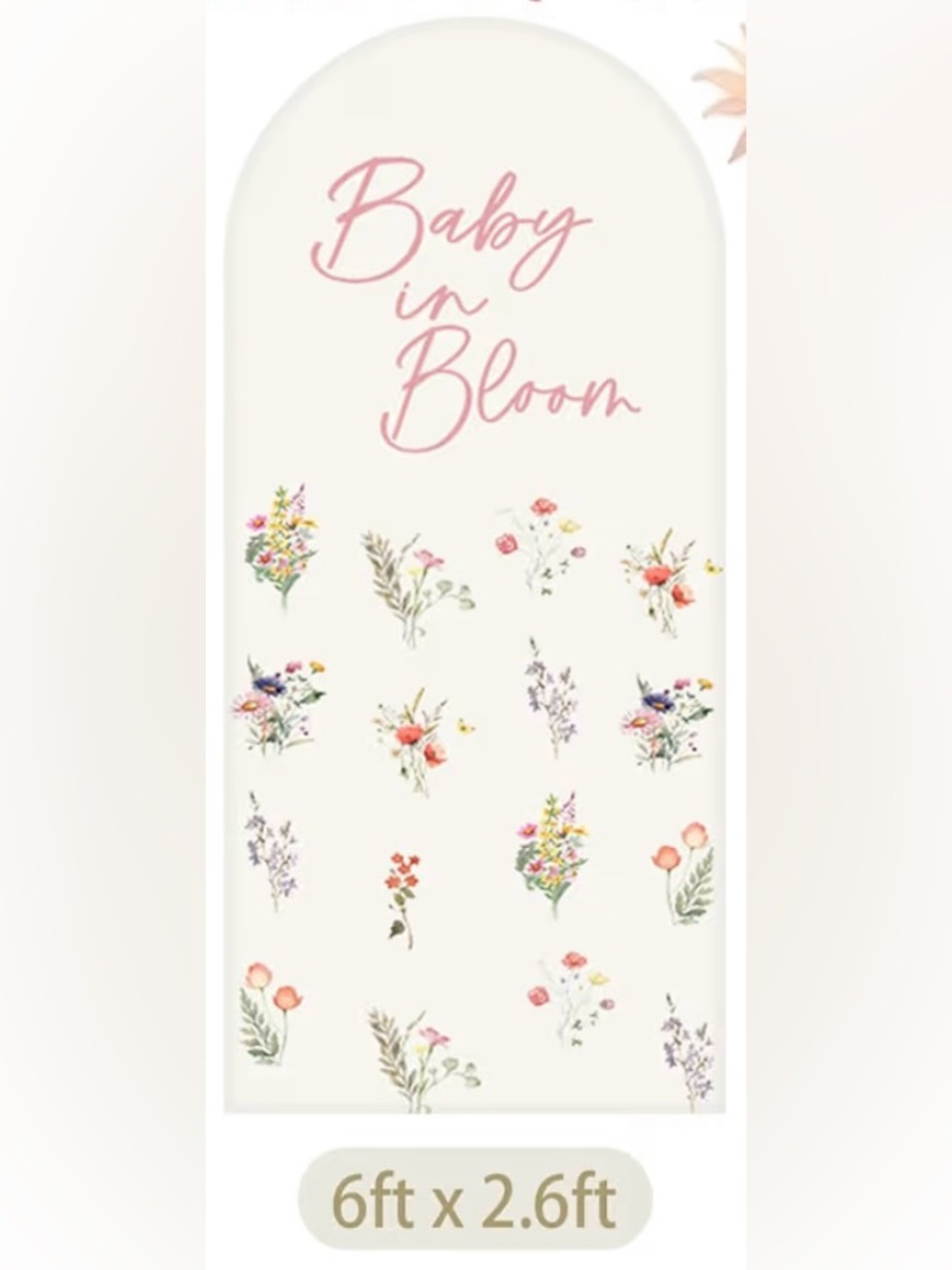 6 ft Floral 'Baby in Bloom' Arch cover